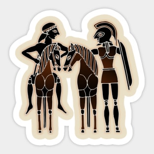 Greek warrior, Youth and their horses Sticker